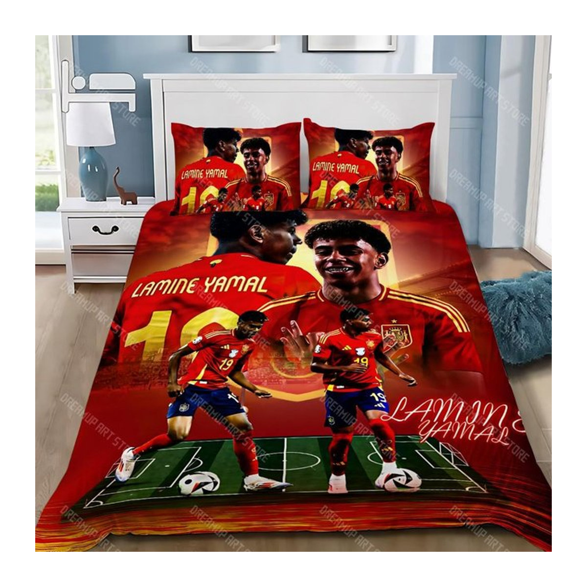 Fußballstars Bettwäscheset mit Bettbezug und Kissenbezug für Kinder und Erwachsene, Multicolor, B/H: 264 x 228 cm - Bild 1