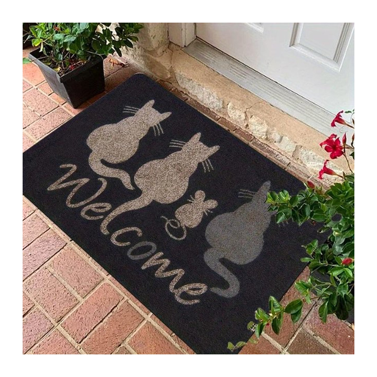 Fußmatte mit Katzenmotiv und Maus im Retro-Design, B/T/H: 60 x 40 x 1 cm - Bild 1