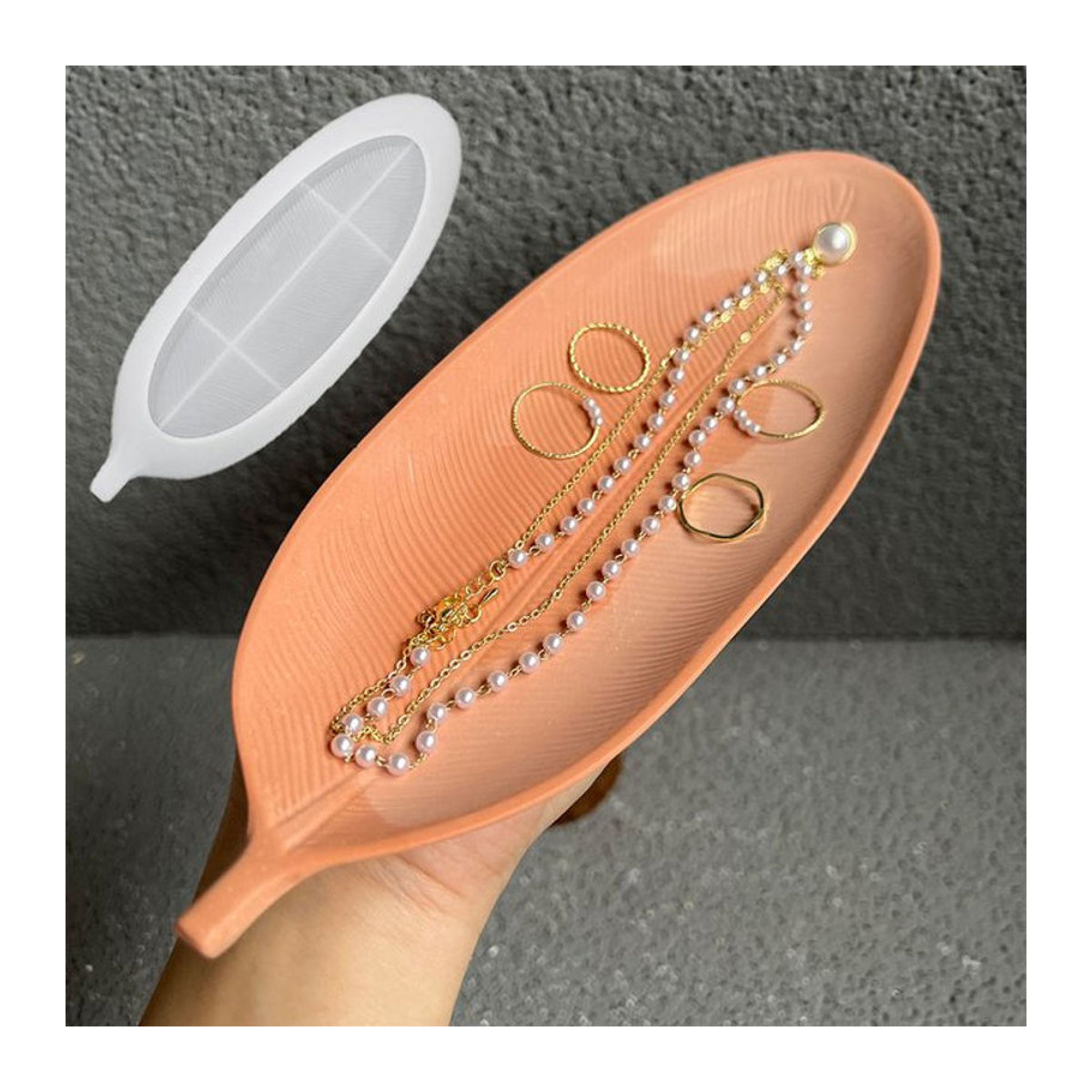 FxZoo Silikonform für Blätter-Tablett und Kerzenhalter mit Ginkgo-Blatt-Design, Durchmesser: 24 cm - Bild 1