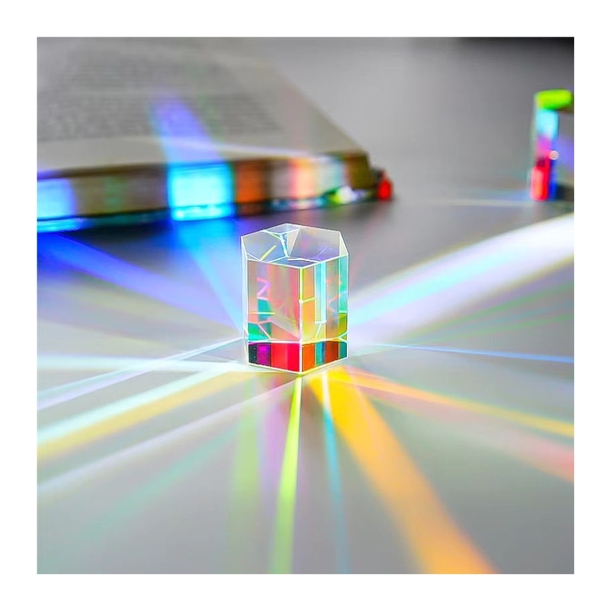 FYBL-RGB Sonnenfänger X-Cube aus optischem Glas, dekoratives Regenbogenprisma in transparent und mehrfarbig für Physikunterricht und Fotografie-Requisiten - Bild 2