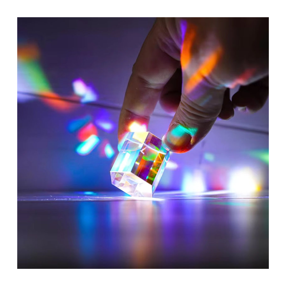 FYBL-RGB Sonnenfänger X-Cube aus optischem Glas, dekoratives Regenbogenprisma in transparent und mehrfarbig für Physikunterricht und Fotografie-Requisiten - Bild 3