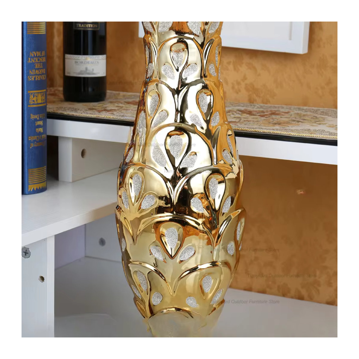 FYVS Goldene Keramikvase im modernen nordischen Design für Schnittblumen und Dekoration - Bild 3