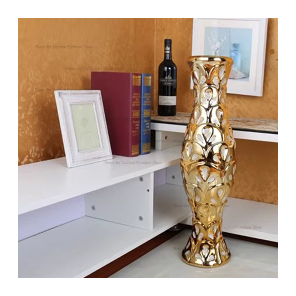 FYVS Goldene Keramikvase im modernen nordischen Design für Schnittblumen und Dekoration - Bild 4