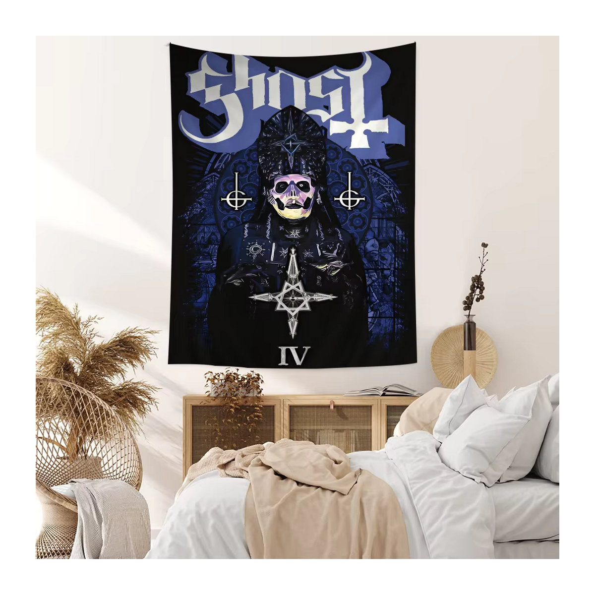 G-Ghost B-Band Boho Wandteppich Mandala Design Schwarz, Rechteckig, B/H: 50 x 70 cm - Bild 2