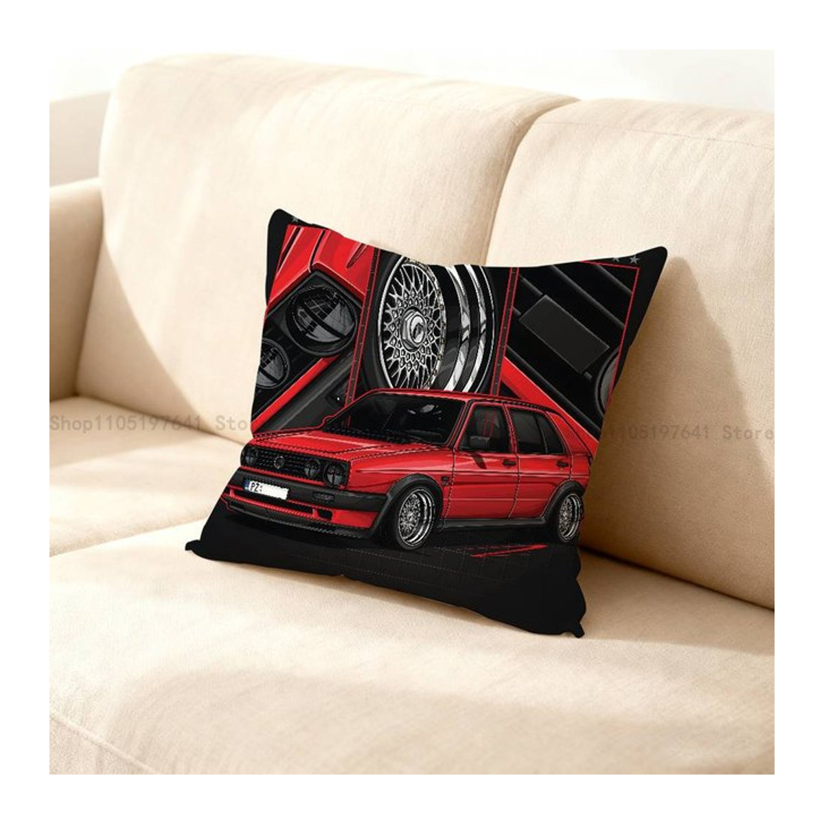 G-Golf G-GTI Kissenbezug aus Plüsch für Sofa und Bett, Breite: 30,48 cm, Höhe: 30,48 cm - Bild 1