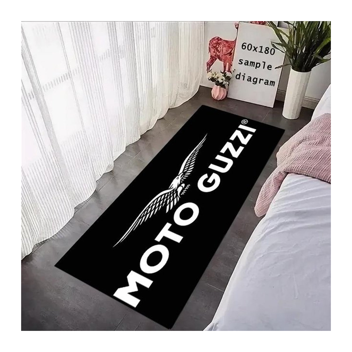 G-Guzzi Motorrad Teppich Racing Garagenmatte in Schwarz, B/T: 60 x 40 cm - Bild 1