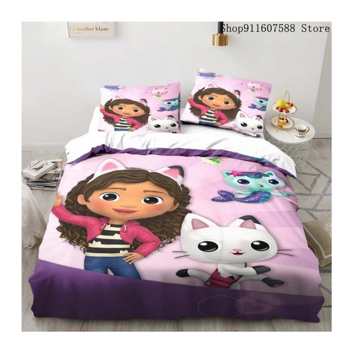 Gabbys Puppenhaus Bettwäscheset Kawaii mit niedlicher Katze für Mädchen, Bettbezugset, B/H: 135 x 200 cm - Bild 1