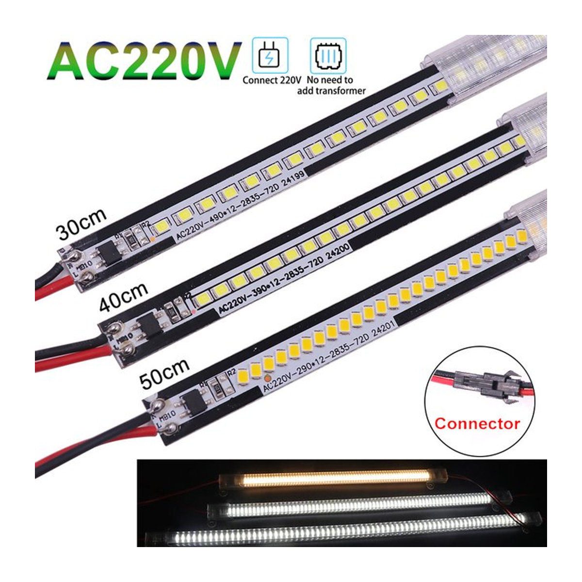 GAHADA LED-Balkenleuchte aus Aluminium in Alufarben, hochhelles starres LED-Streifenlicht für die Küchenbeleuchtung unter dem Schrank, Breite: 30 cm - Bild 1