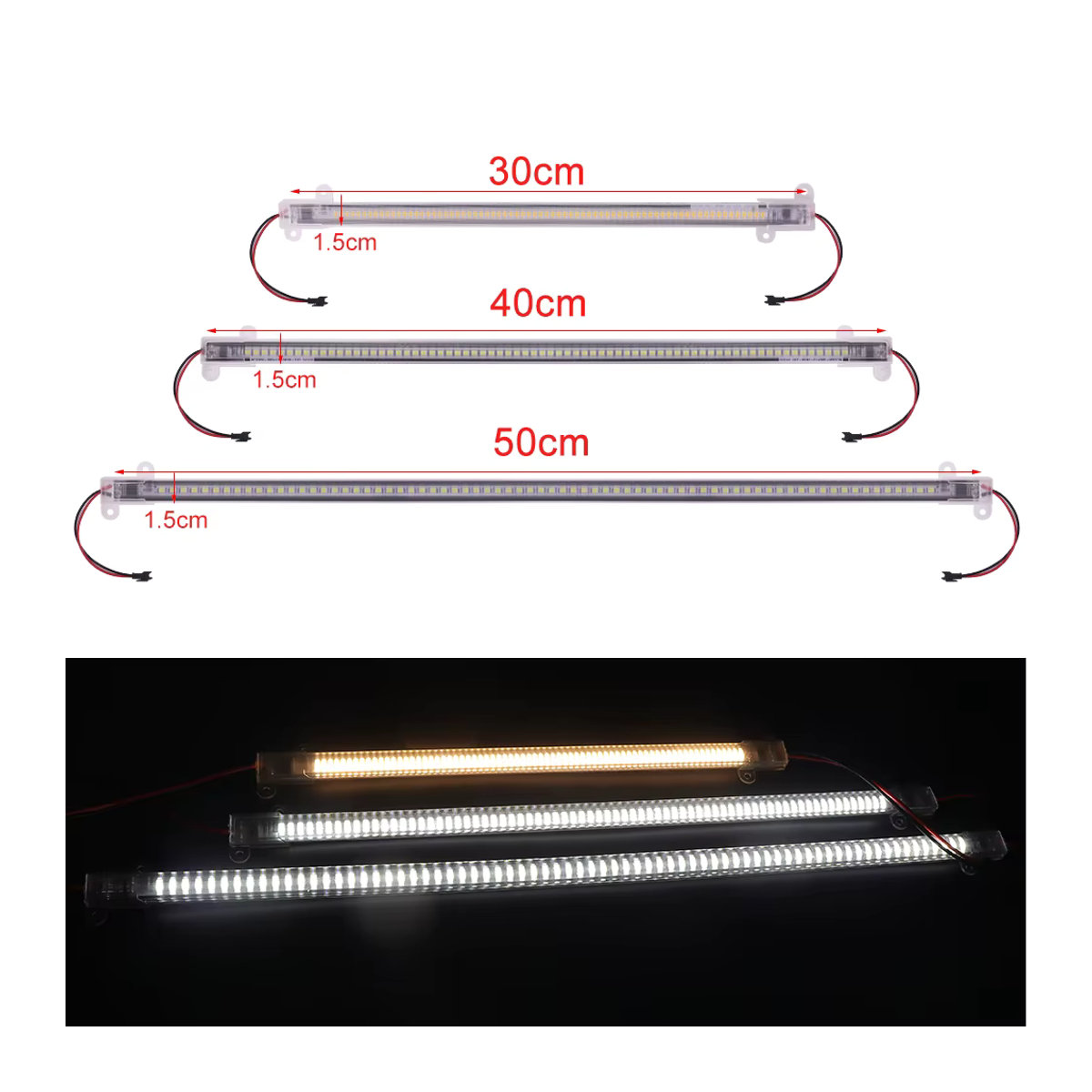 GAHADA LED-Balkenleuchte aus Aluminium in Alufarben, hochhelles starres LED-Streifenlicht für die Küchenbeleuchtung unter dem Schrank, Breite: 30 cm - Bild 3