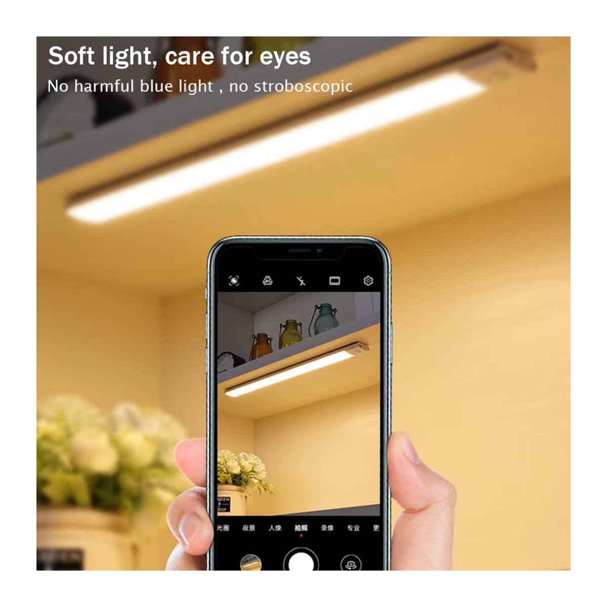 GAHADA LED Möbelbeleuchtung mit Bewegungssensor, USB aufladbar, 3 Lichtfarben, Magnetische Nachtlicht für Küche und Kleiderschrank, Silber oder Schwarz - Bild 4
