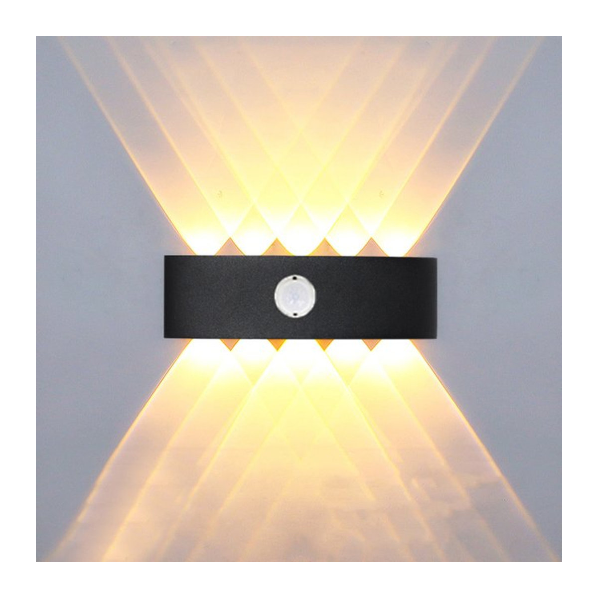 GAHADA Nordic LED Wandleuchte aus Aluminium mit PIR Bewegungssensor in Schwarz, wasserdichte Außenbeleuchtung für Garten und Veranda - Bild 1