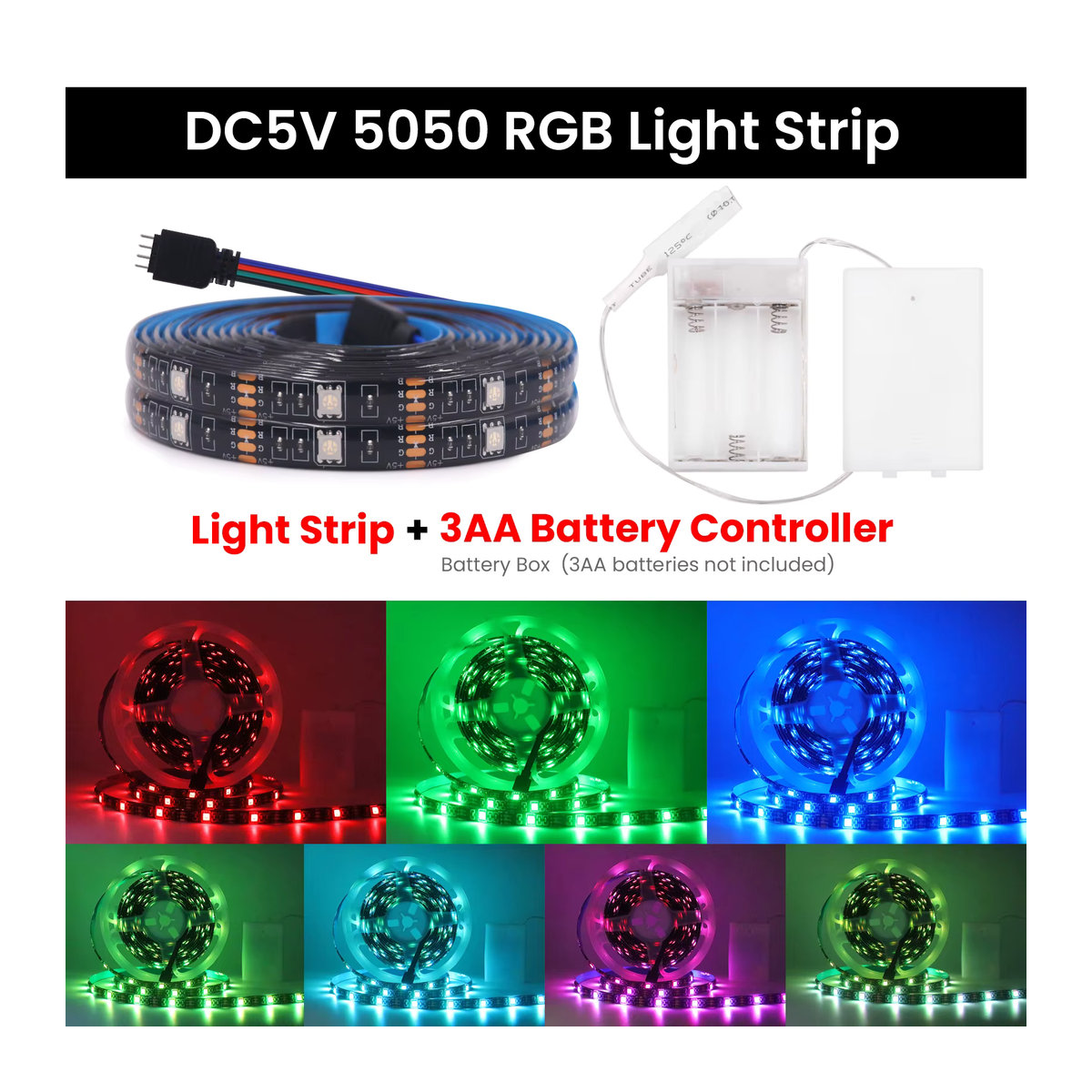 GAHADA RGB-LED-Streifenlicht mit Fernbedienung, wasserdichter 5V 5050 LED-Streifen für TV-Hintergrundbeleuchtung - Bild 3
