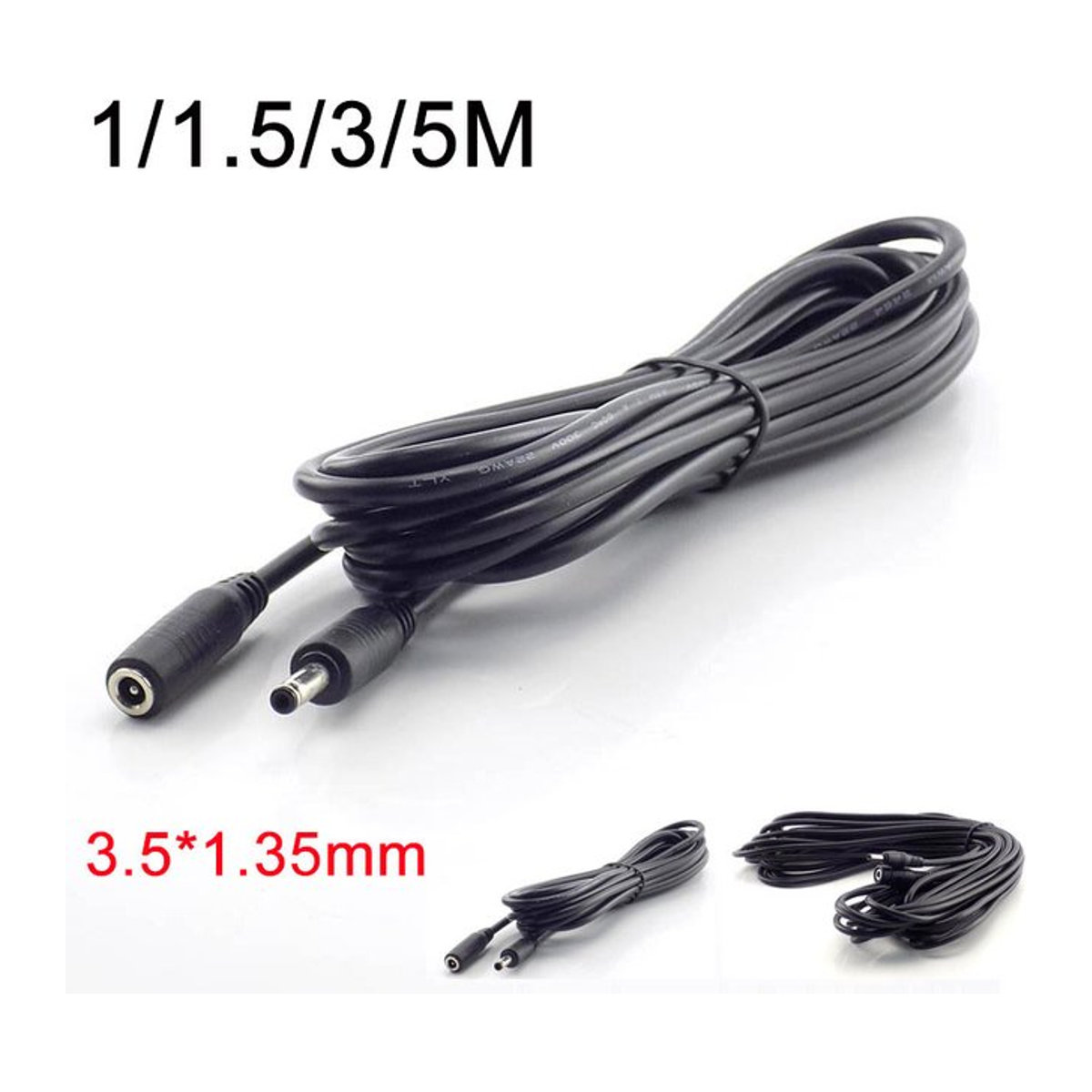 Gakaki DC Netzteil Verlängerungskabel Adapter 3,5mm x 1,35mm Schwarz - Bild 1