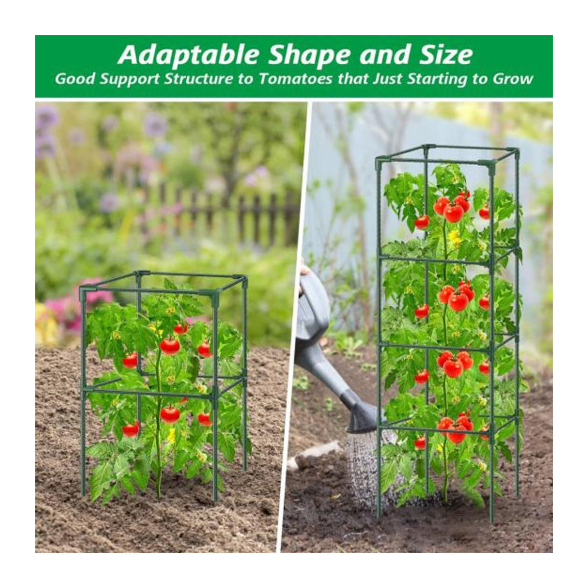 Galaiou Tomatenkäfig Set Grün, höhenverstellbares Gemüsespalier aus Fiberglas, Kunststoff und Metall zur Unterstützung von Kletterpflanzen und Blumen - Bild 10