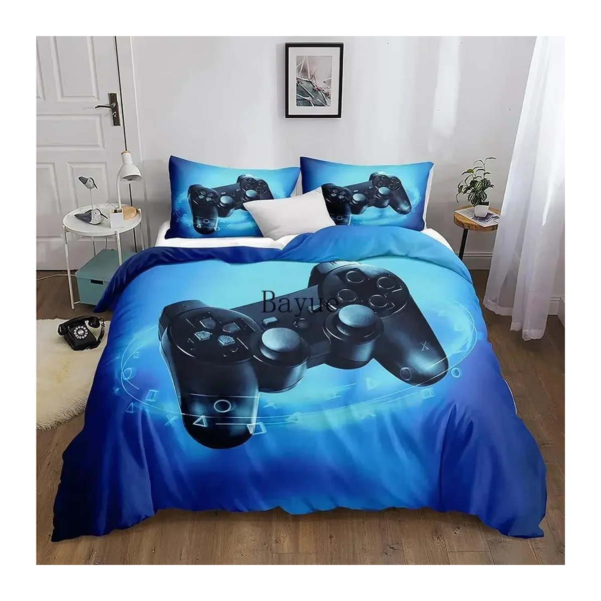 Gamer Bettwäsche Set für Jungen mit Videospiele Design, 3-teilig, Multicolor, B: 135 cm, L: 200 cm - Bild 1