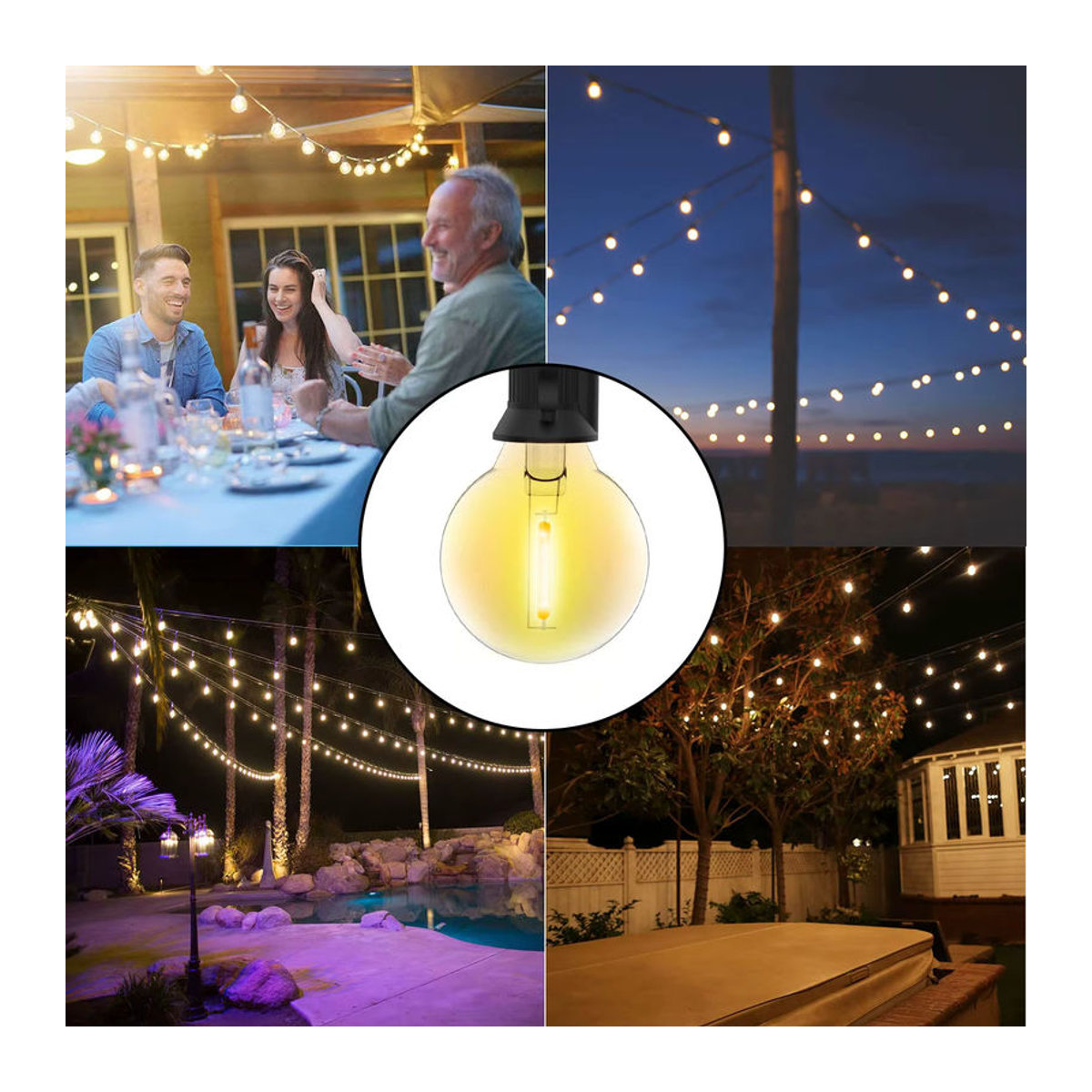 GANRILAND G40 LED Glühbirne E12 Basis Warmweiß 1W DC 3V Globe Ball aus PET Kunststoff für Solar String Lights - Bild 4