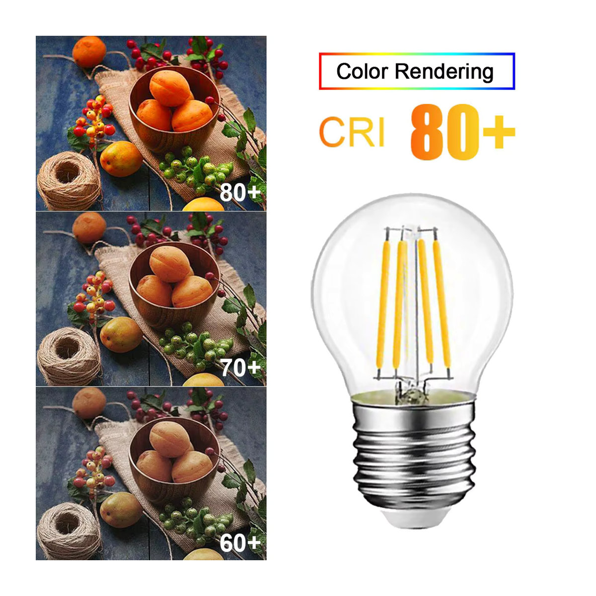 GANRILAND Retro Edison LED Globus-Glühbirne G45 mit E27 Sockel, Cold White 6000K - Bild 3