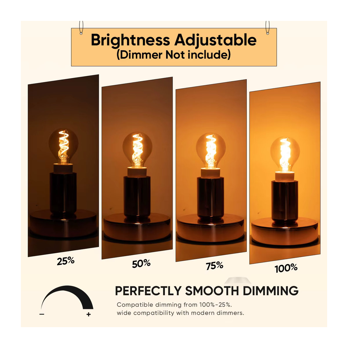 GANRILAND Retro Mini Globus G45 LED-Glühbirne E14, 3W, Warmweiß, Bernsteinfarbenes Glas, Dimmbar - Bild 3