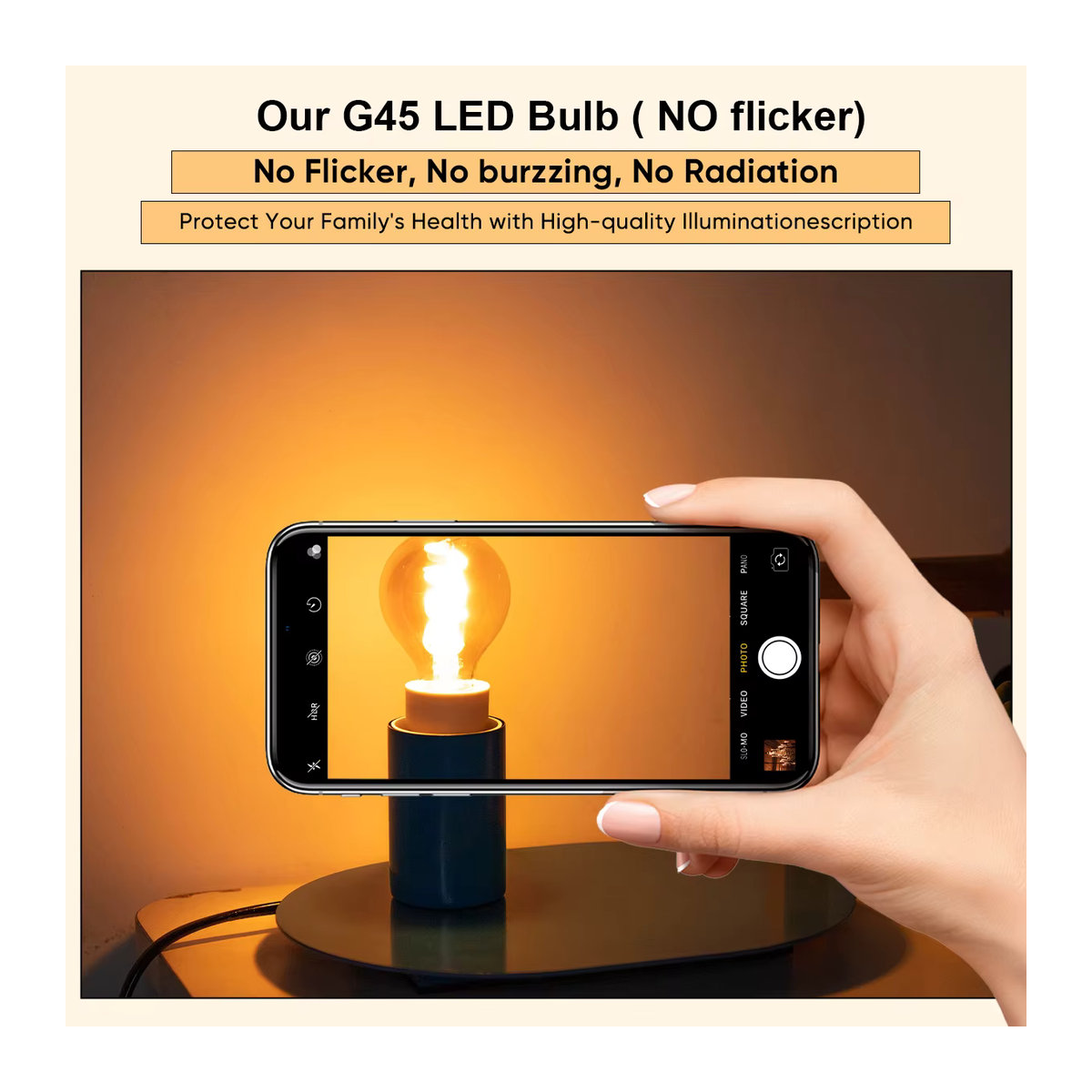 GANRILAND Retro Mini Globus G45 LED-Glühbirne E14, 3W, Warmweiß, Bernsteinfarbenes Glas, Dimmbar - Bild 4