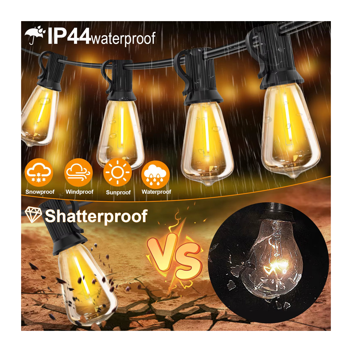 GANRILAND ST38 Solar-Lichterkette für Außenbereich, bruchsicher und wasserdicht mit Fernbedienung, Solar-Beleuchtung für deine Party-Dekoration - Bild 5