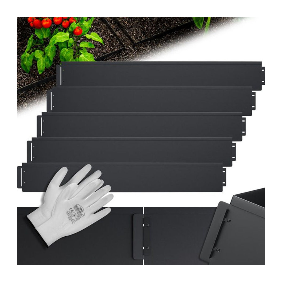 Gardebruk Beeteinfassung 5er-Set aus Metall in Schwarz, Länge: 5 m, Höhe: 14 cm - Bild 1