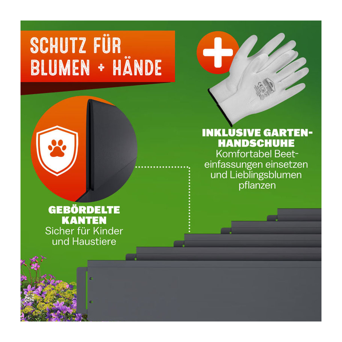 Gardebruk Beeteinfassung 5er-Set aus Metall in Schwarz, Länge: 5 m, Höhe: 14 cm - Bild 3