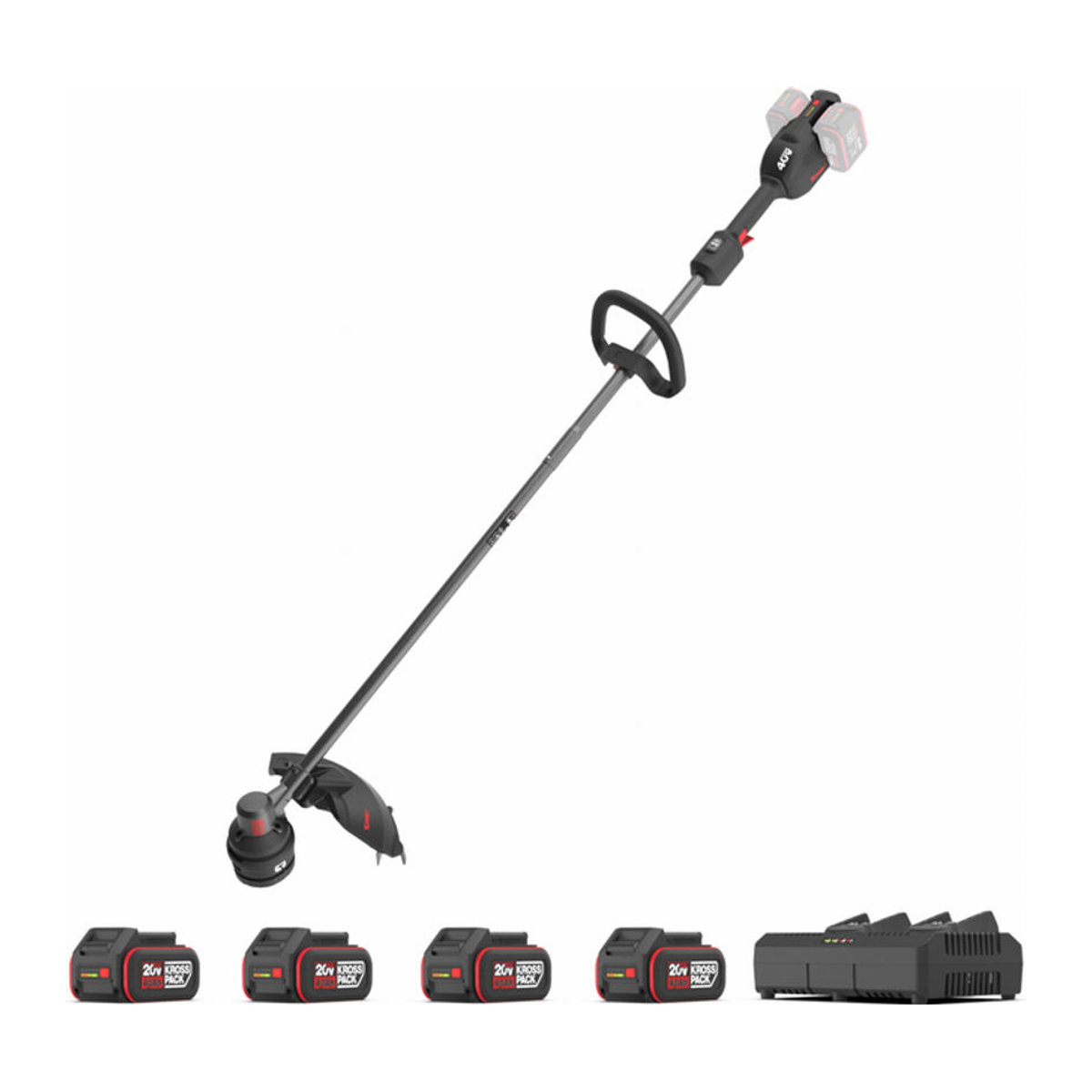 Gardena Akku-Rasentrimmer KG154 40V Motorsense Komplettset mit 4 x 4.0 Ah Akkus und Doppelladegerät in Aluminium - Bild 1