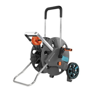 Gardena CleverRoll L Easy Schlauchwagen aus Metall und Kunststoff in Grau, Türkis, Orange und Blau