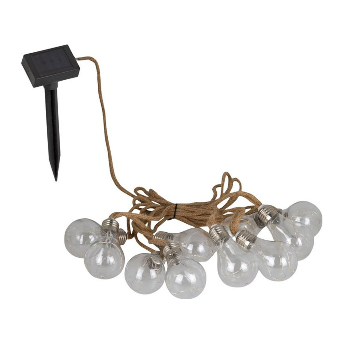 GardenHero Solar-LED-Lichterkette Glühbirne in Warmweiß, 2,7 m Länge, Schwarz/Braun - Bild 1
