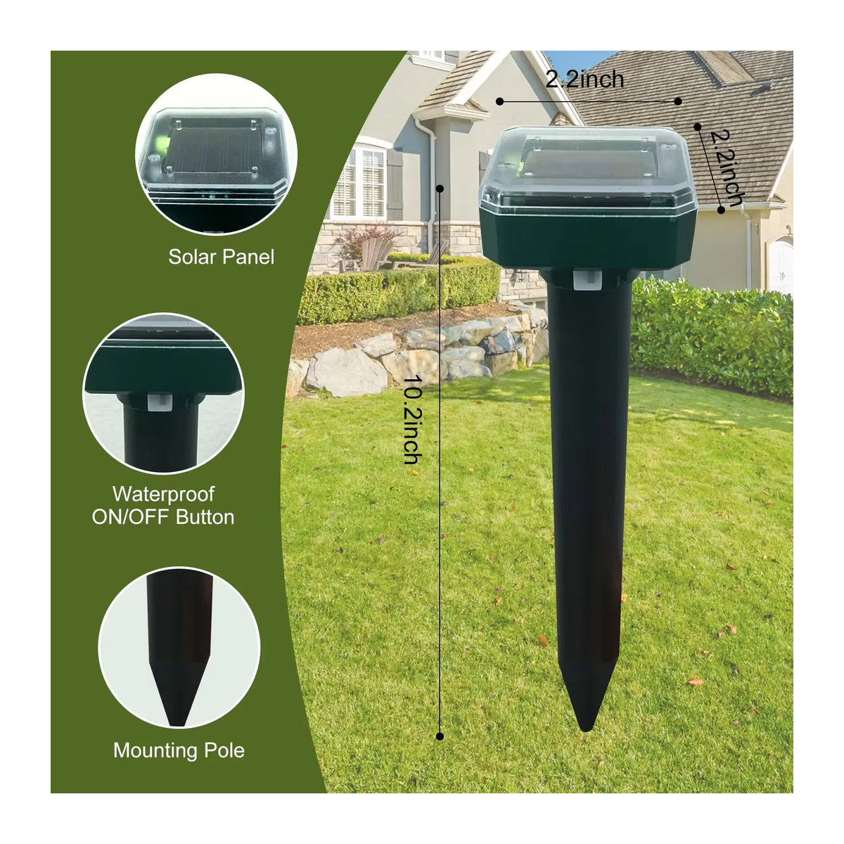 GardenLawn Solar-Ultraschall-Rattenabwehrmittel mit integriertem Summer und LED für den Außenbereich - Bild 2