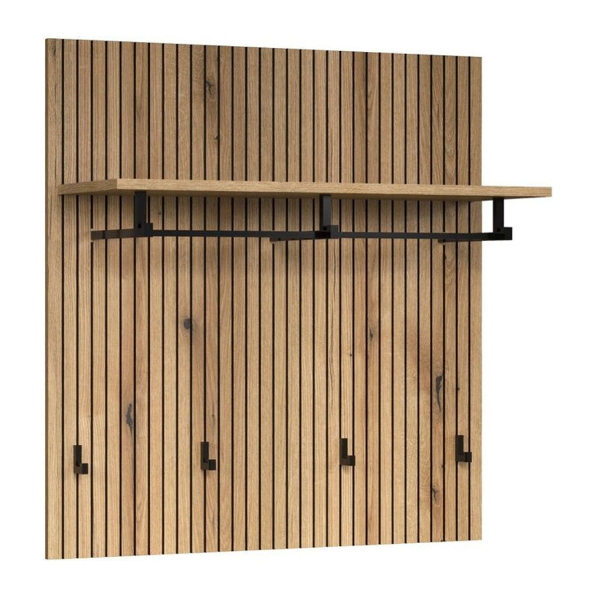 Garderobenpaneel Purebliss in Eiche Natur und Weiß, Modernes Design aus Holzwerkstoff, B/H/T: 80 x 84 x 28 cm - Bild 1