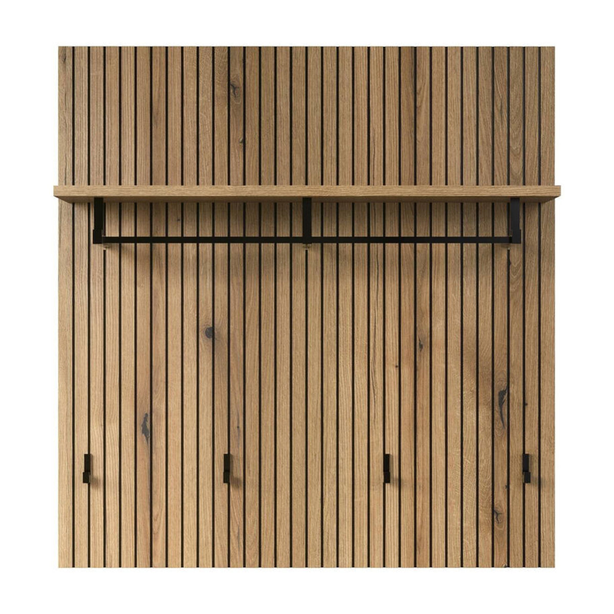 Garderobenpaneel Purebliss in Eiche Natur und Weiß, Modernes Design aus Holzwerkstoff, B/H/T: 80 x 84 x 28 cm - Bild 4
