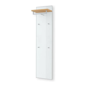 Garderobenpaneel Rolf Weber VERSMOLD in Weiß und Braun aus Holzwerkstoff und Glas im modernen Design, H: 170 cm x B: 42 cm x T: 30 cm