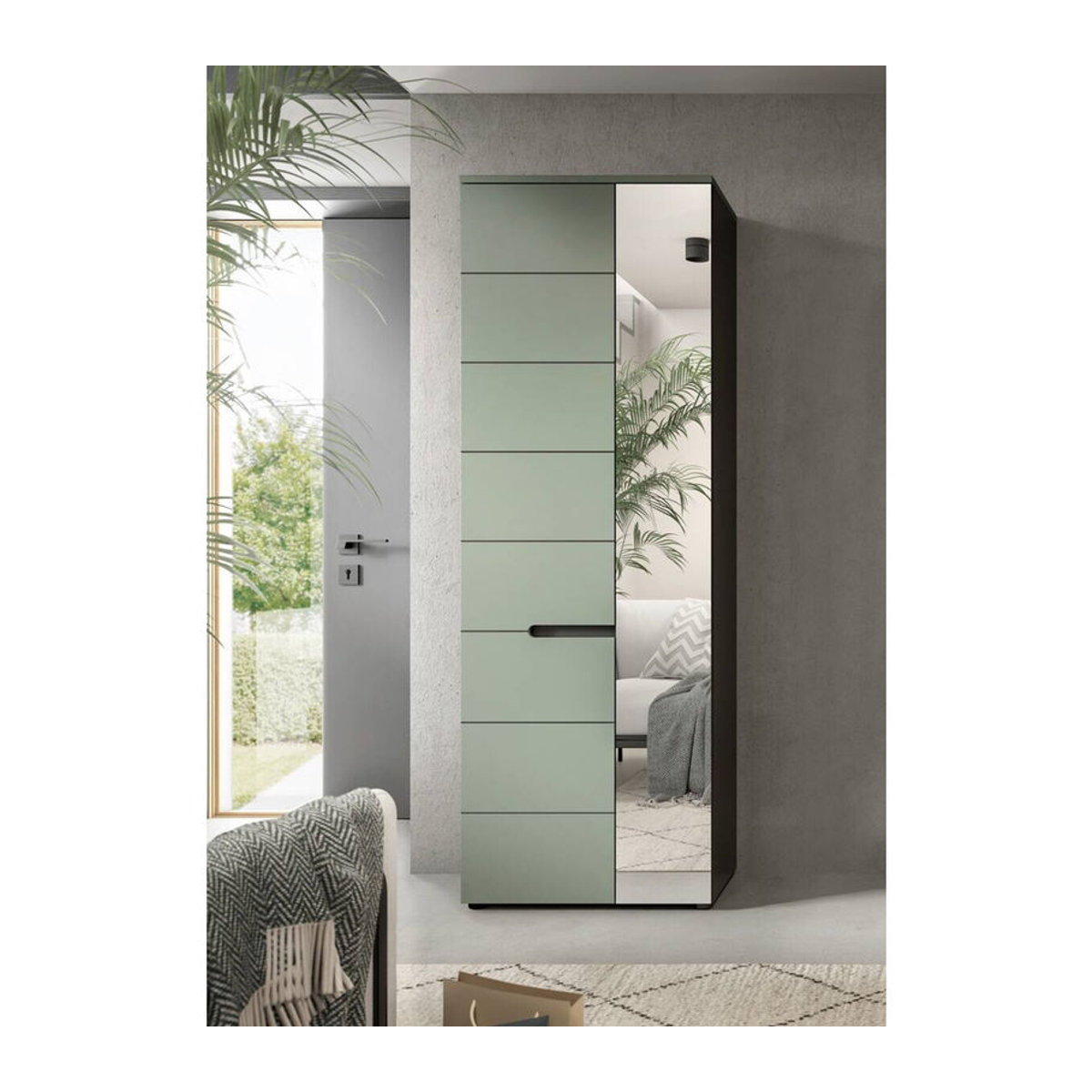 Garderobenschrank Canu von xonox.home in Grün und Basaltgrau mit Drehtüren, B/H/T: 190 x 190 x 37 cm - Bild 4