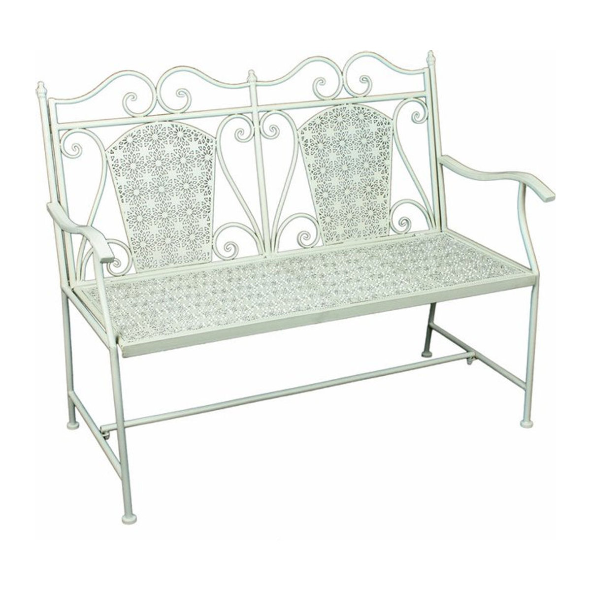 Gartenbank LASCAR aus Metall in Grau und Weiß B/H/T: 120 x 95 x 48 cm - Bild 1