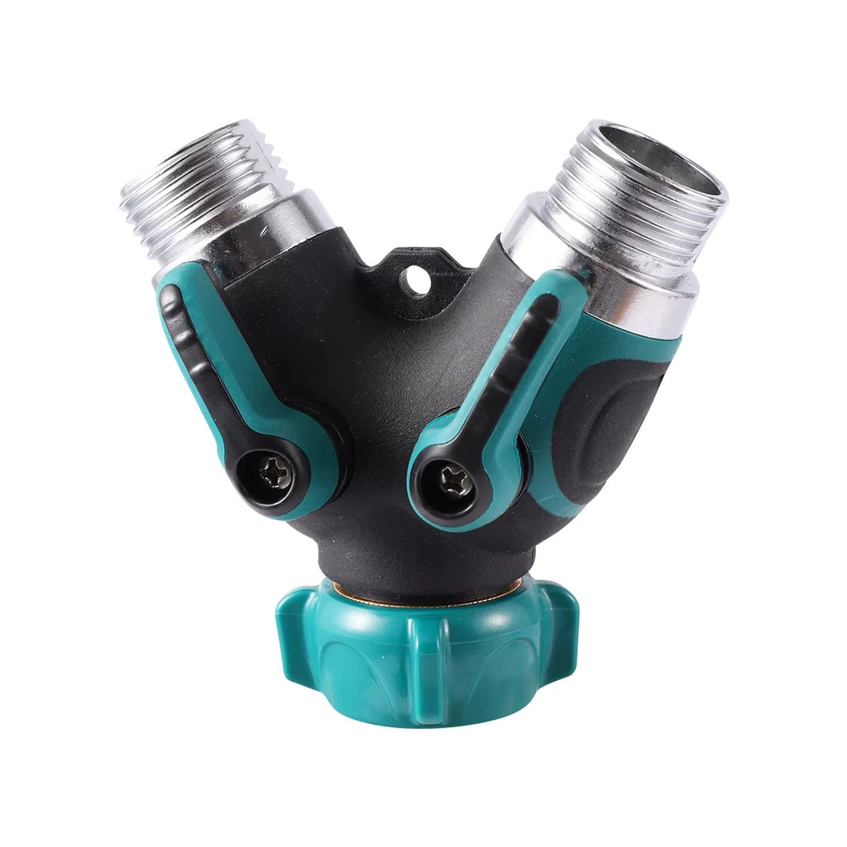 Gartenbewässerungsschlauch-Splitter als 1-Wege-2-Wege-Wasserverteiler mit 3/4 Zoll amerikanischem Standard-Gewinde in Grün - Bild 5