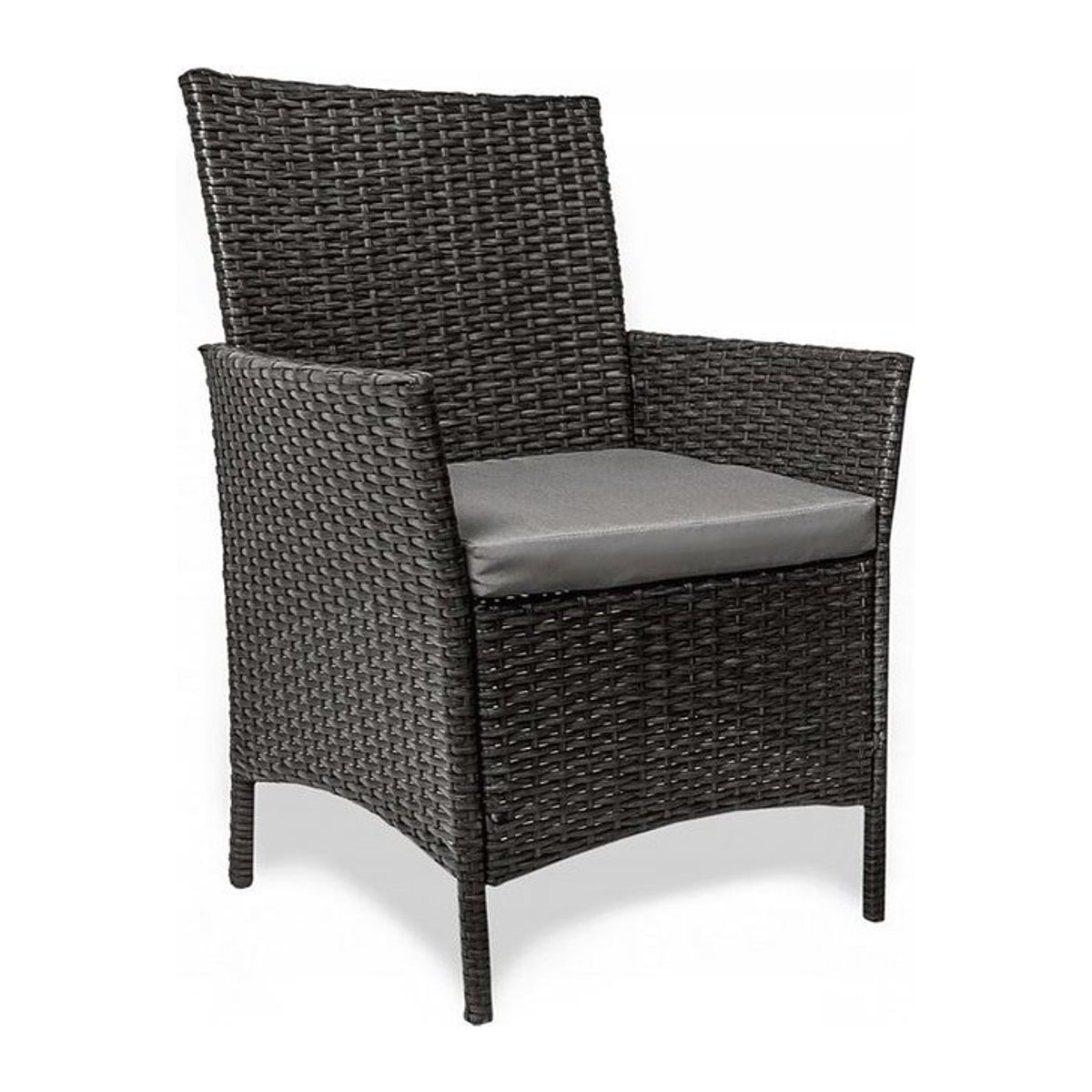 Gartenmöbel Rattan Sessel Classic aus Polyrattan und Stahl in Dunkelbraun mit Polyesterbezug - Bild 1