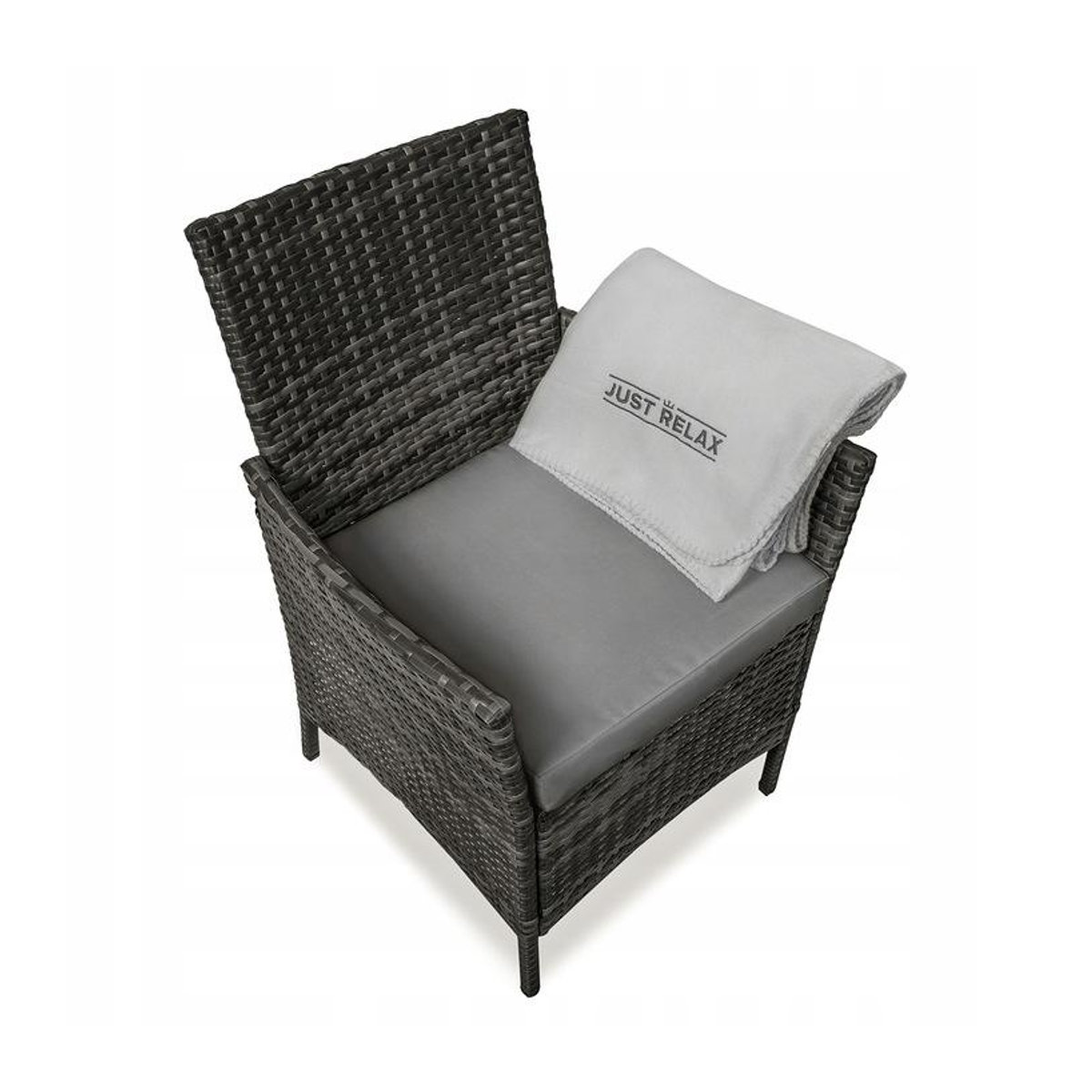 Gartenmöbel Rattan Sessel Classic aus Polyrattan und Stahl in Dunkelbraun mit Polyesterbezug - Bild 4