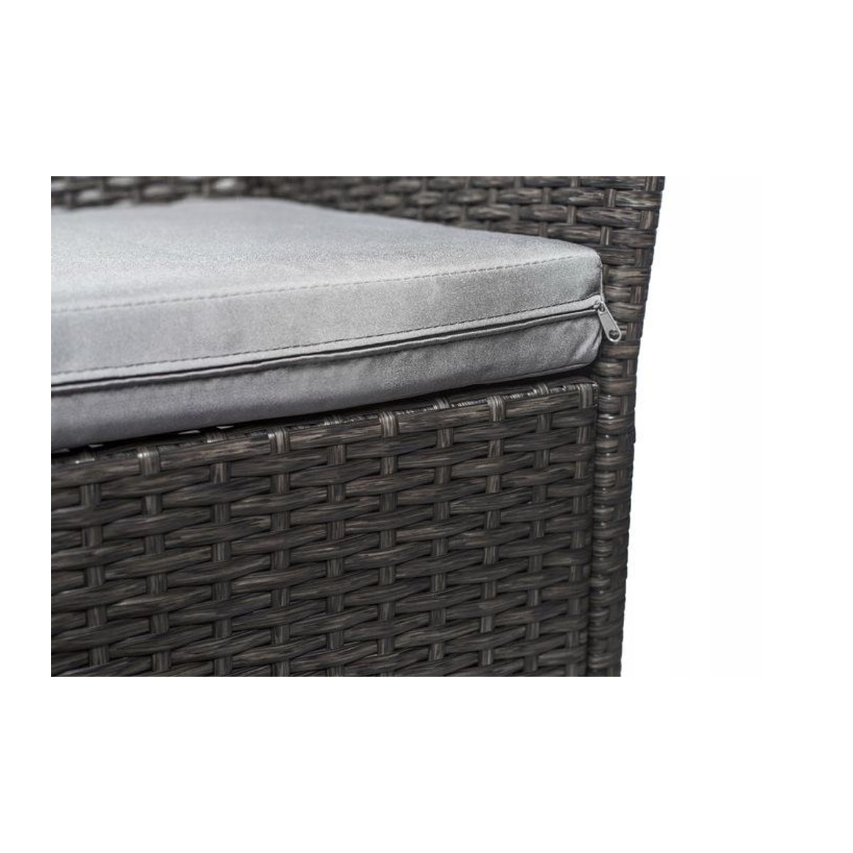 Gartenmöbel Rattan Sessel Classic aus Polyrattan und Stahl in Dunkelbraun mit Polyesterbezug - Bild 5