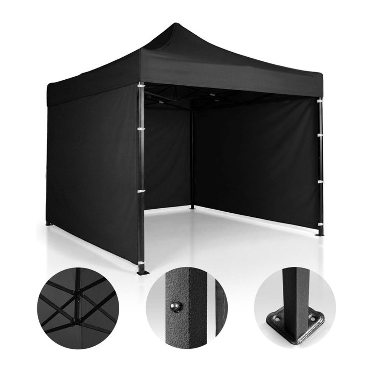 Gartenpavillon Plonos mit 3 Wänden, Schwarz, B x T: 3 x 3 m - Bild 1