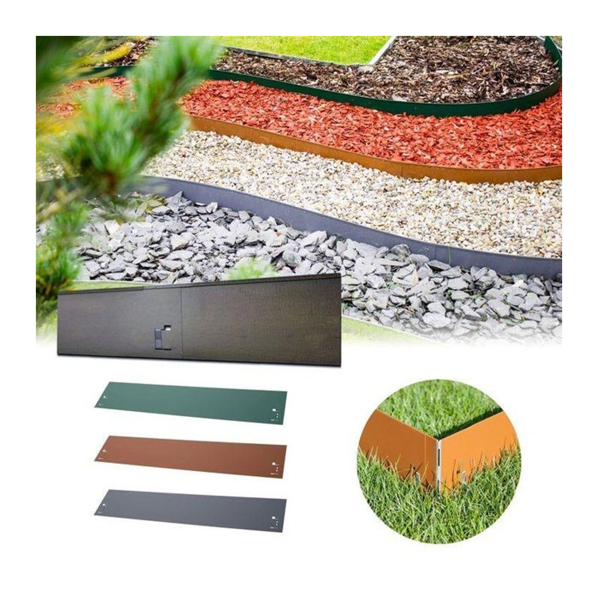 Gartenrand aus Aluminium-Zink-Legierung von ICH-ZAPFE.DE in farblos natur, Breite: 120 cm, Höhe: 18,5 cm - Bild 1