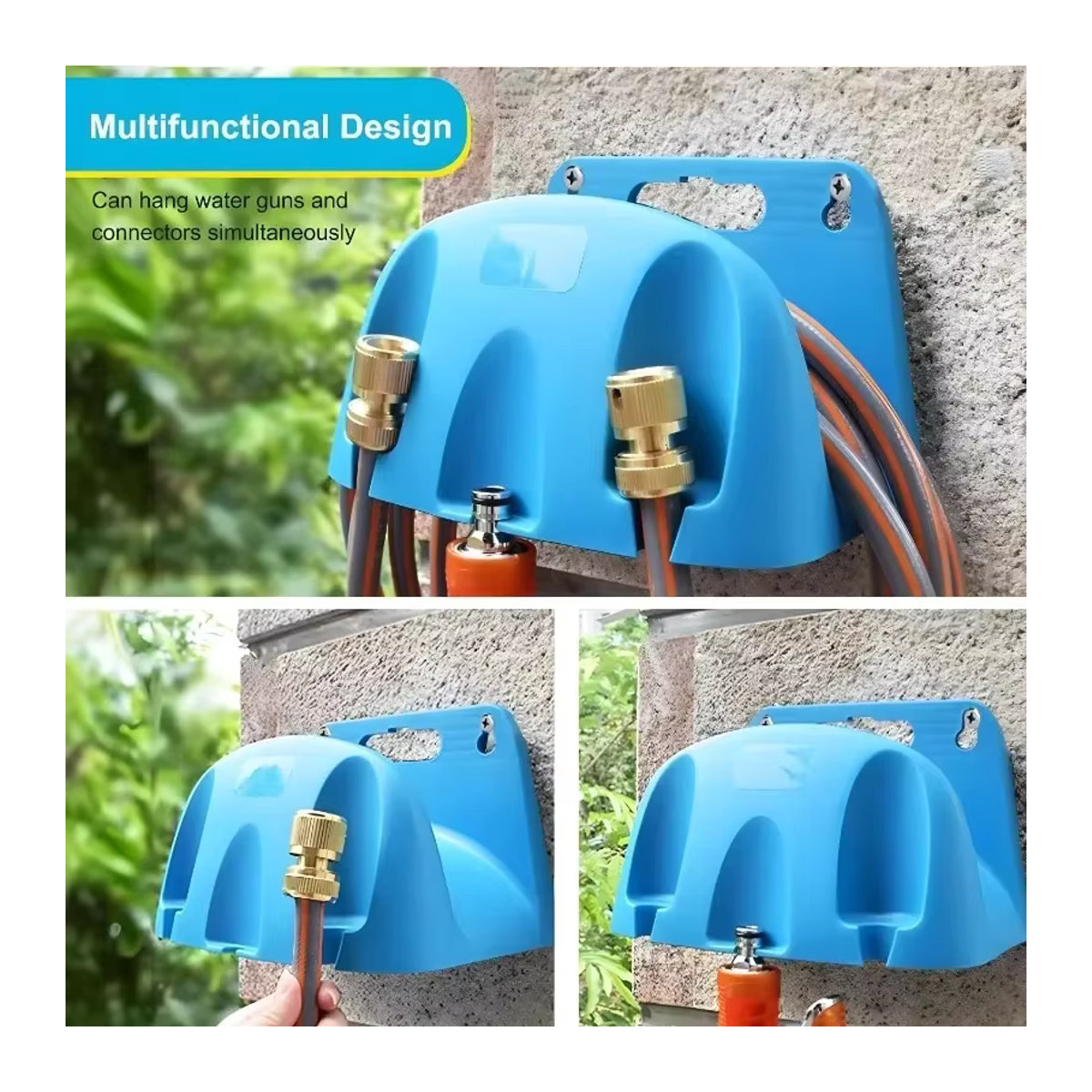 Gartenschlauch Halter aus Kunststoff in Blau zur Bewässerung und Schlauchorganisation als Wandhalterung - Bild 3