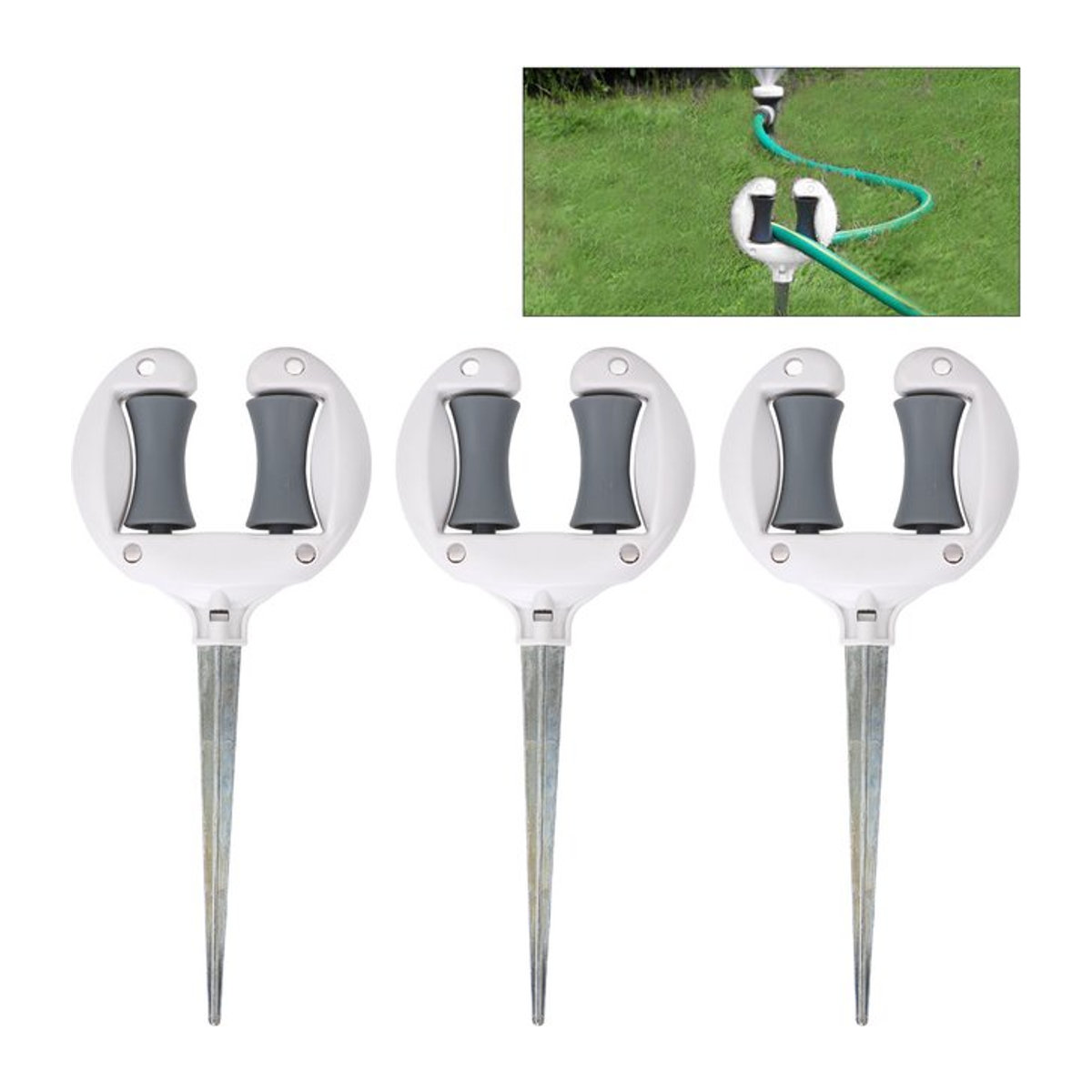 Gartenschlauch Halter mit Spitzkopf zur Schlauchpositionierung und Fixierung im Rasen - Bild 1