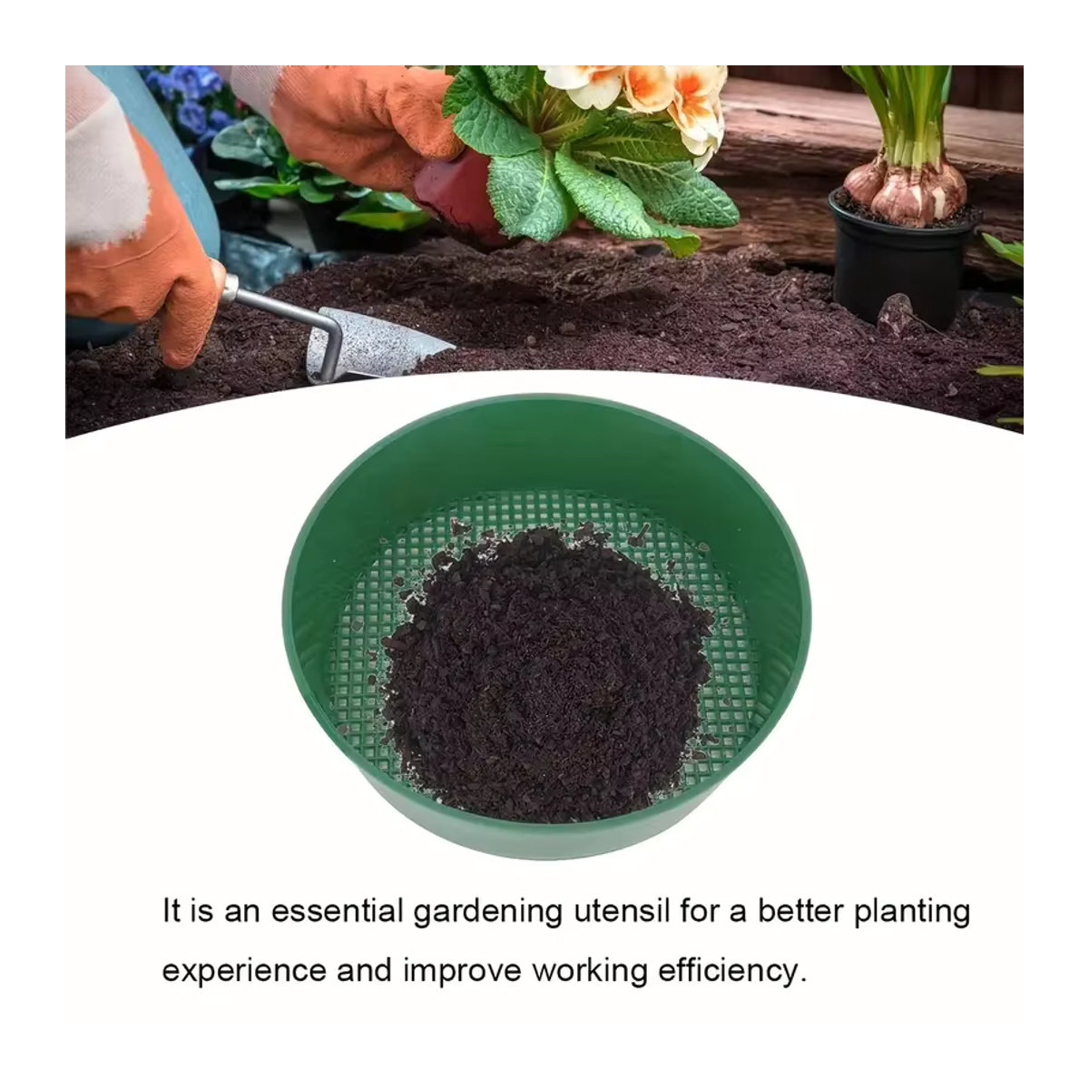 Gartensieb aus Kunststoff für Sukkulenten und Sandstein zur Filterung im Garten - Bild 2