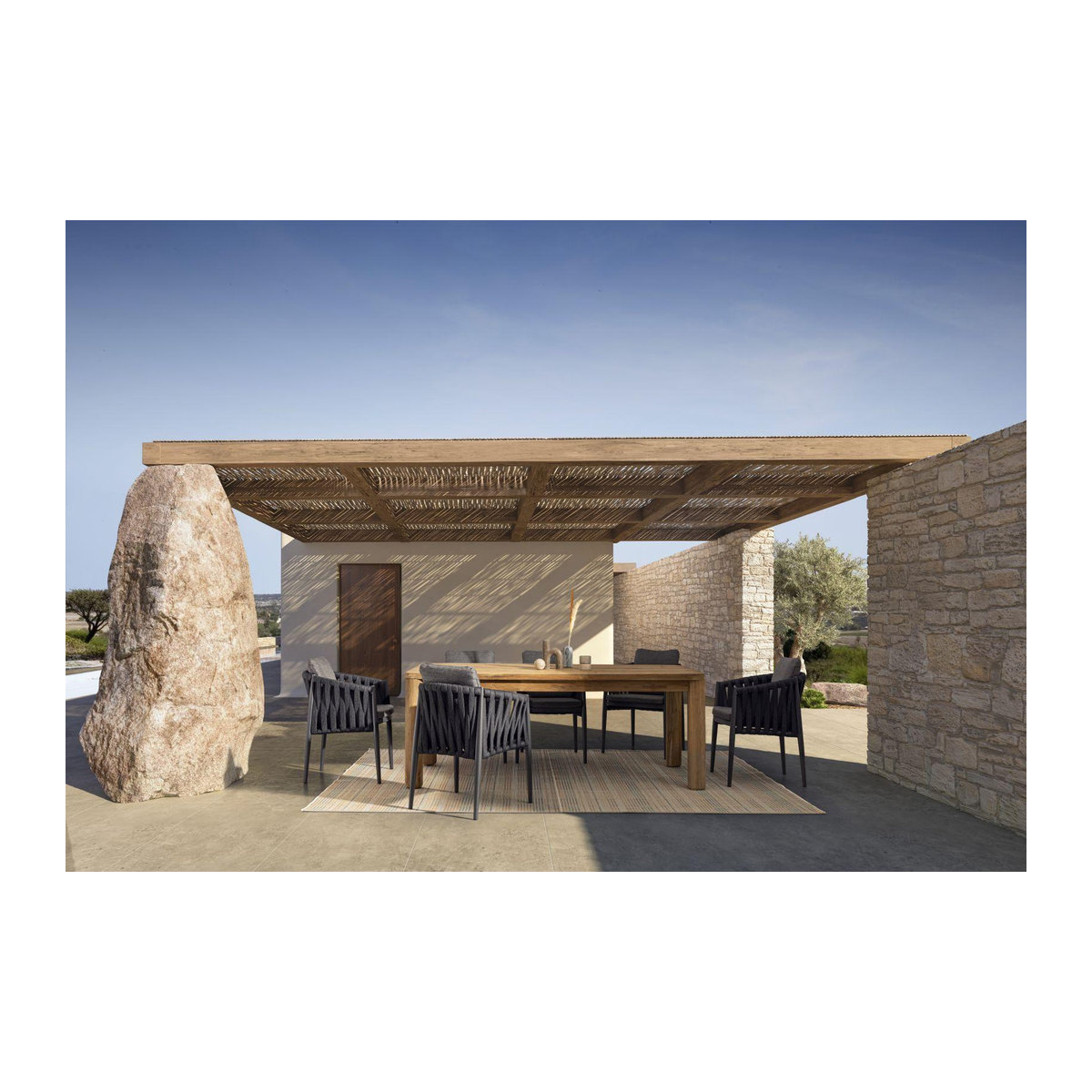 Gartenstuhl Bolzano Juno aus Aluminium mit Seilgeflecht und Olefin-Gewebe in Anthrazit - Bild 5