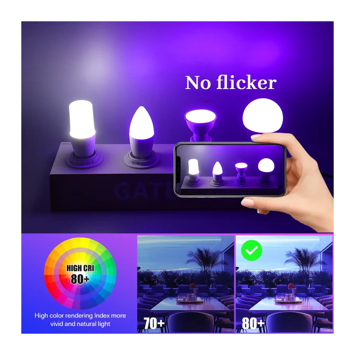 Gatetop RGB LED Lampe E14 mit Fernbedienung, 6W, 16 Farben und dimmbar - Bild 4