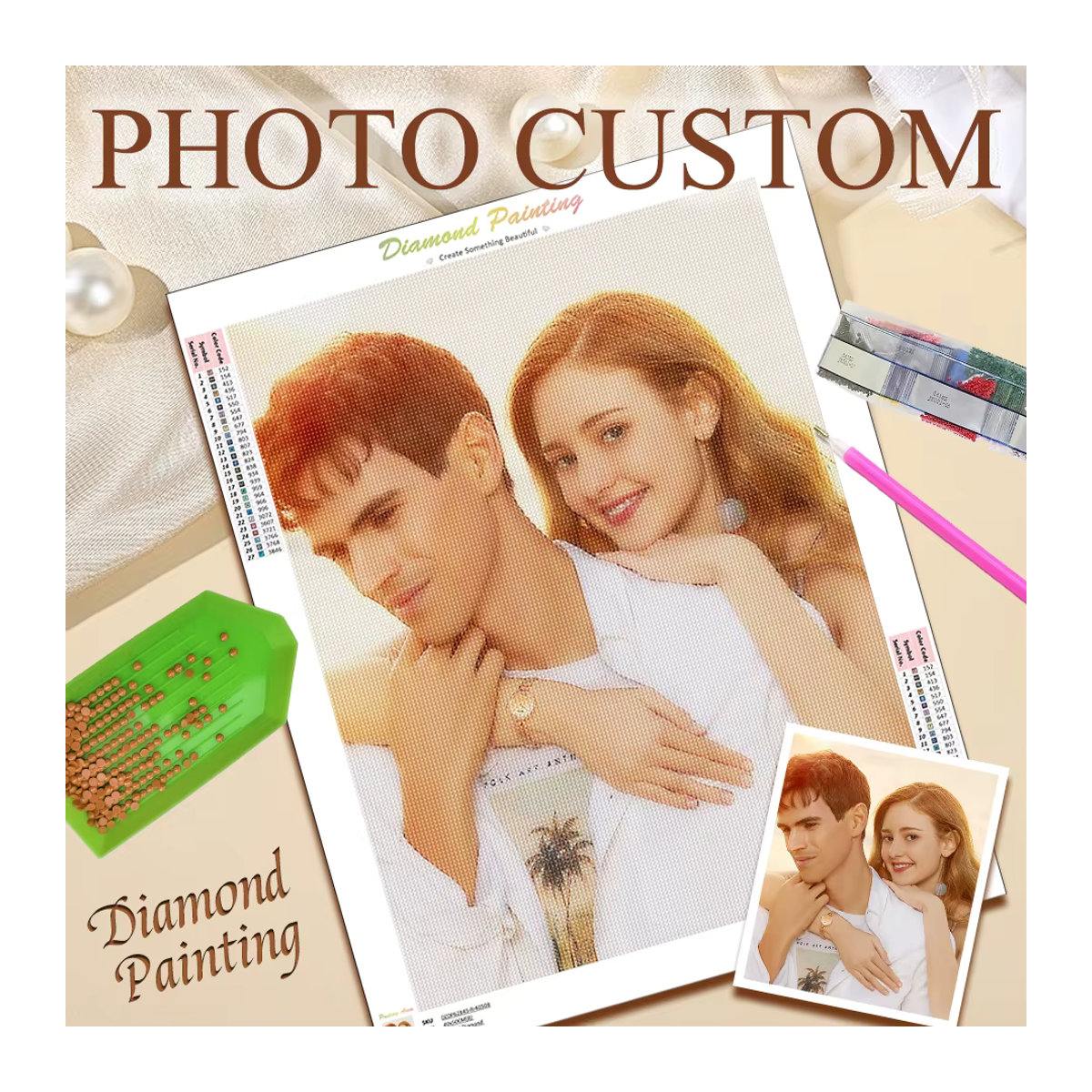 GATYZTORY DIY Diamantmalerei Set mit individuellem Foto als Kreuzstich Mosaik Bild in Multicolor - Bild 3
