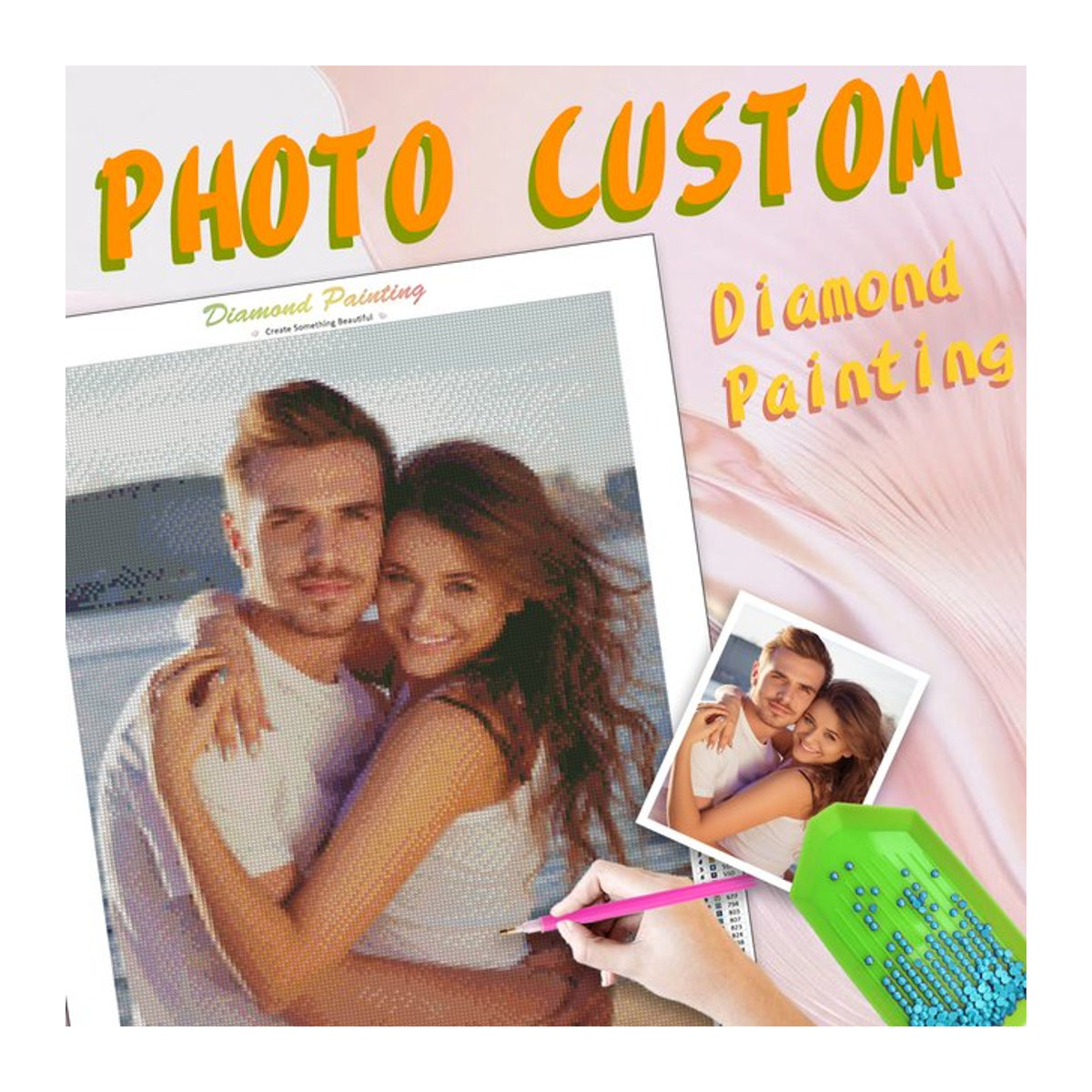 GATYZTORY DIY Diamantmalerei Set mit personalisiertem Foto, Vollquadratische Bohrer, Multicolor - Bild 1