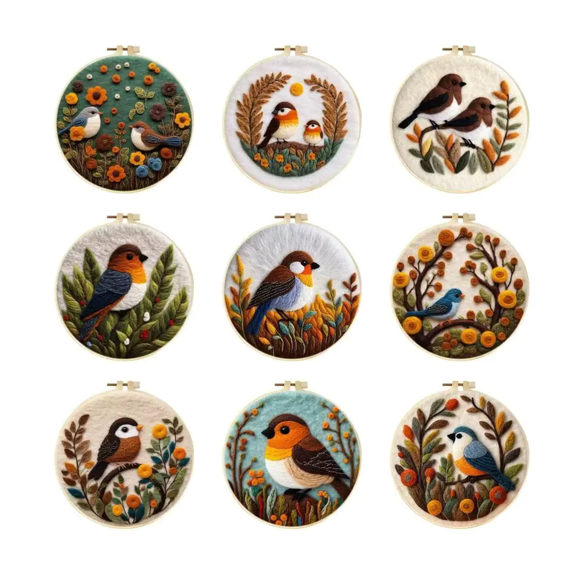 GATYZTORY DIY Wollfilz Stickerei Kit mit Vogel Motiv, mehrfarbig, B/H: 20 x 20 cm - Bild 5
