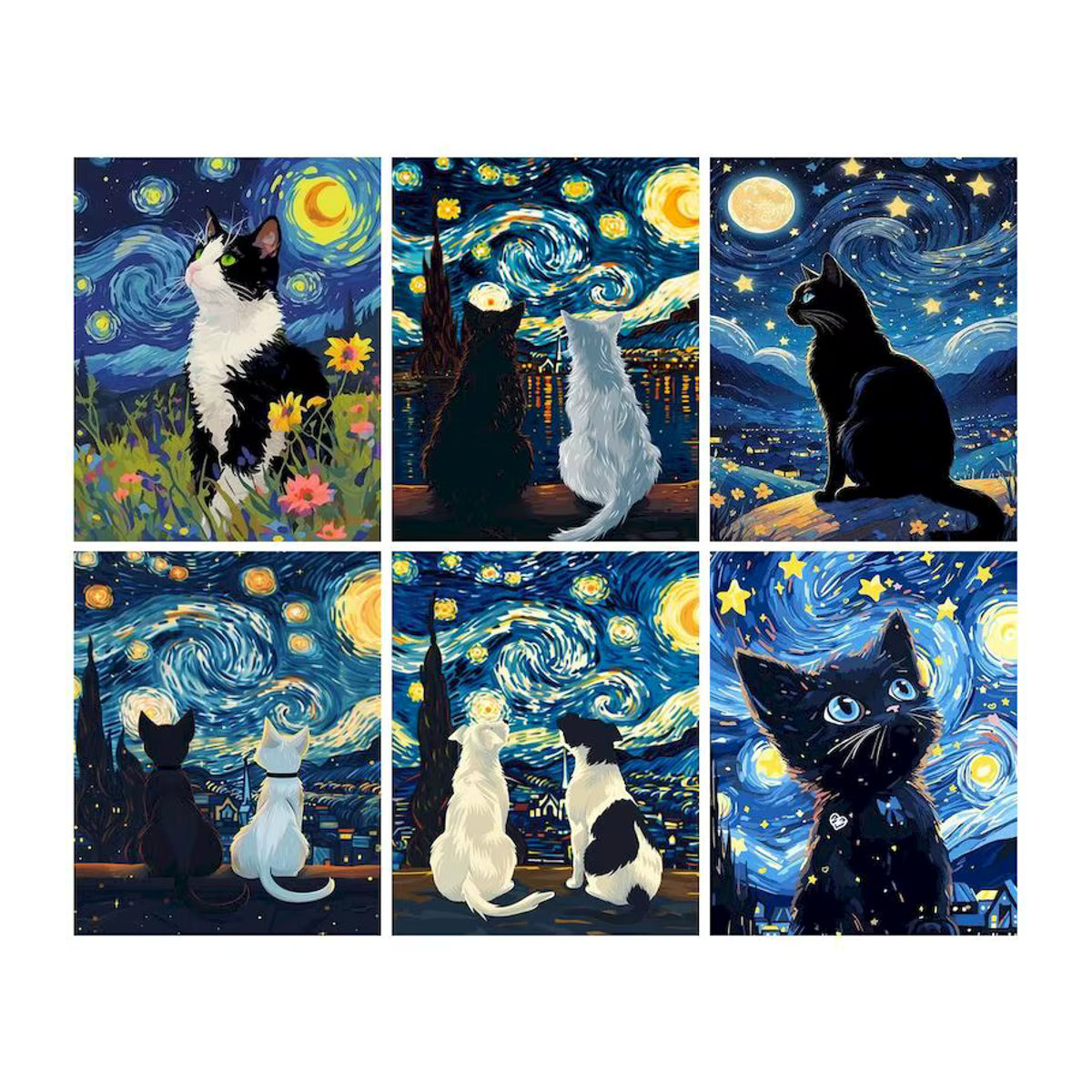 GATYZTORY Malen nach Zahlen für Erwachsene Sternenhimmel Katze Dekoratives DIY Kunsthandwerk Gemälde - Bild 2